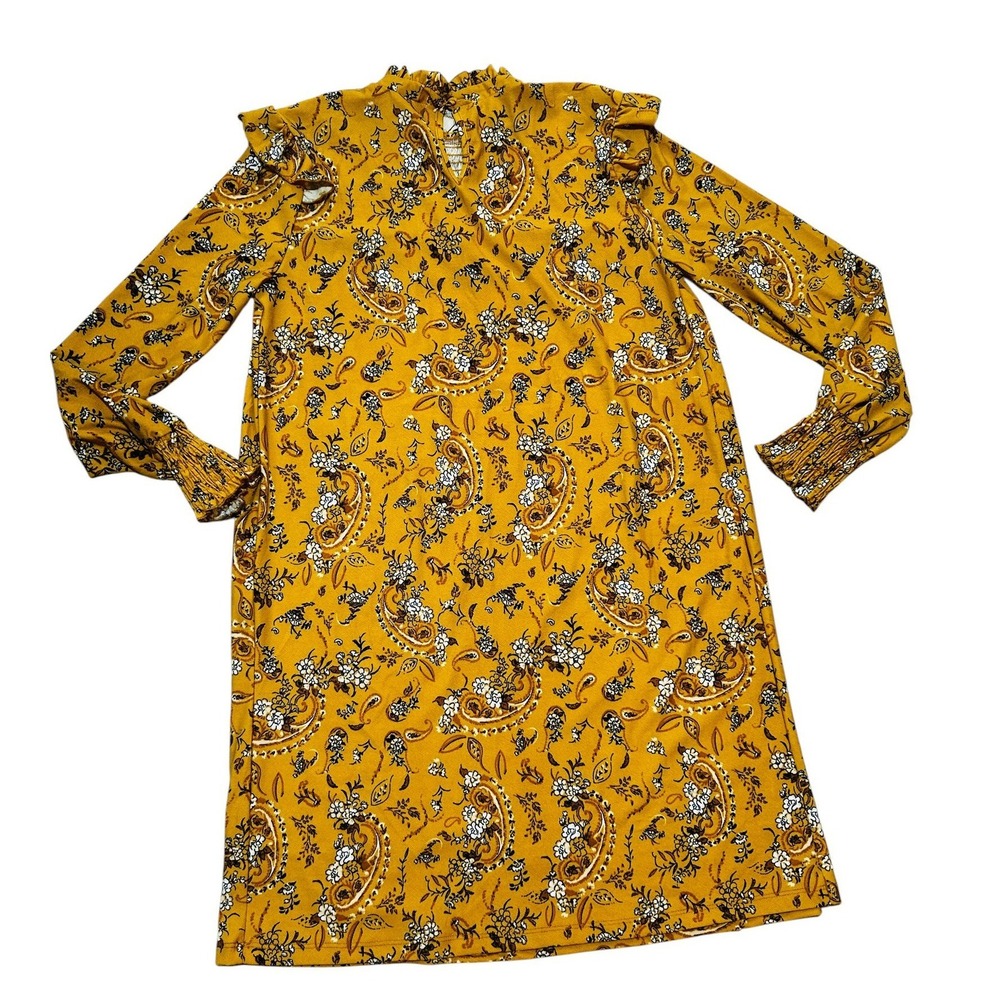 Madison + Hudson Gold Prairie Smocked Dress Size M Cottagecore Boho Country - Picture 11 of 13